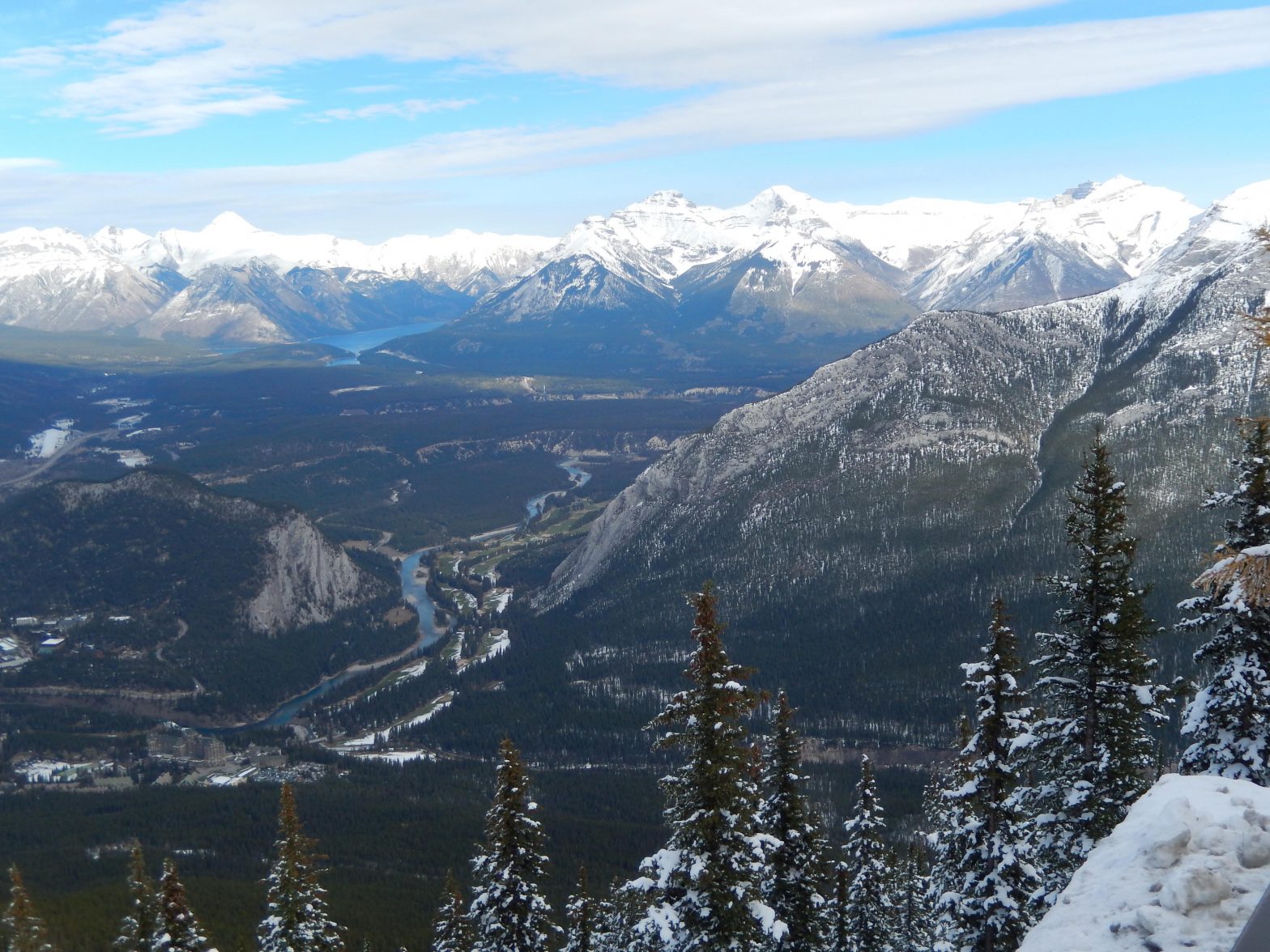 Looking down at the city of Banff