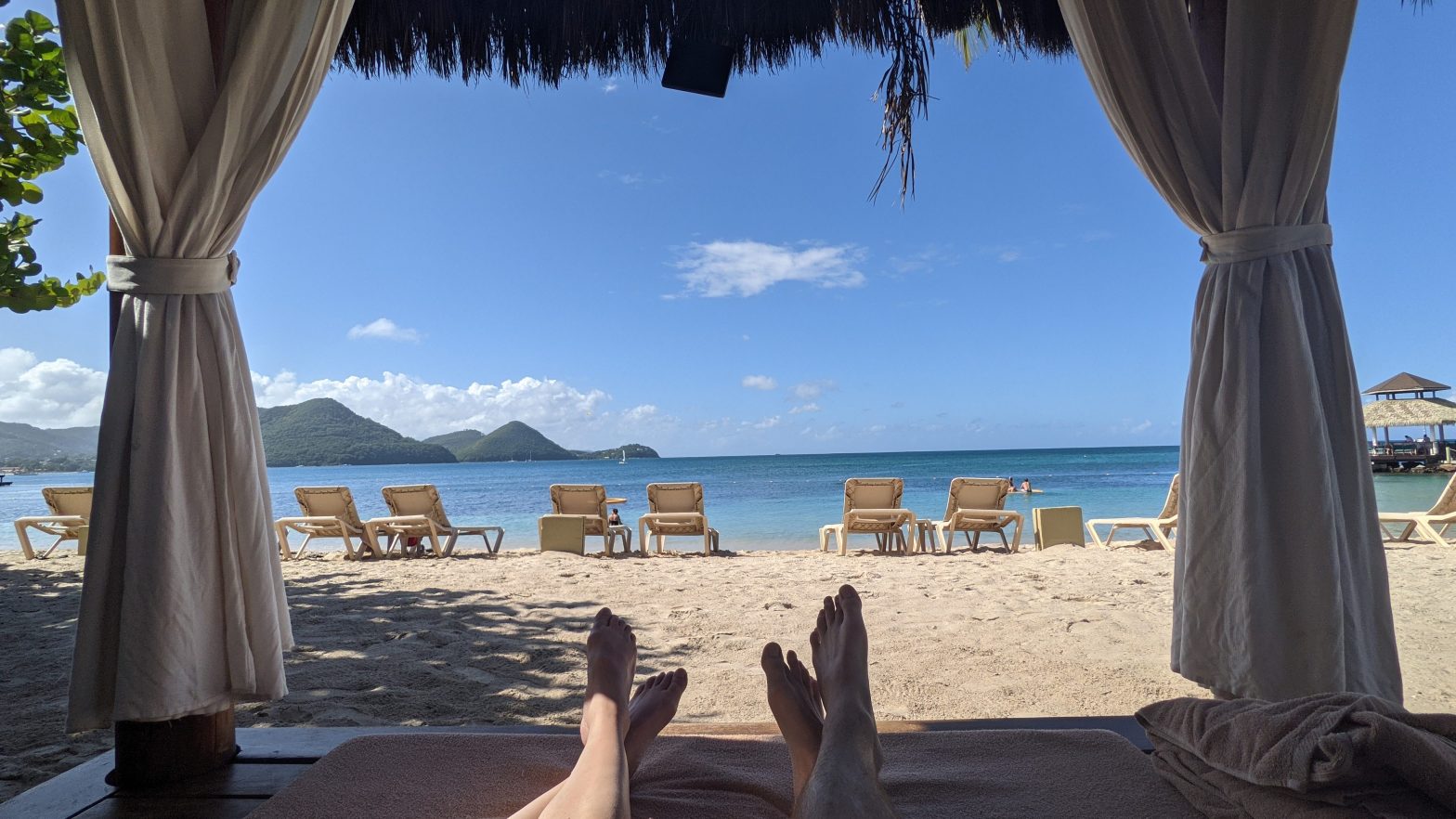 Rodney Bay views under a cabana