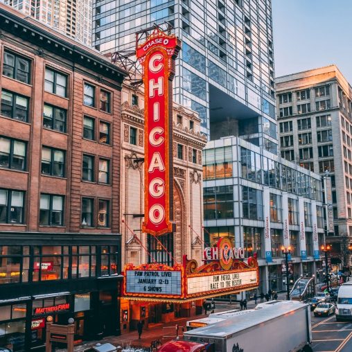 View of the Chicago Theater from the Street