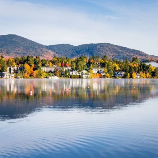 View of Lake Placid in the fall season